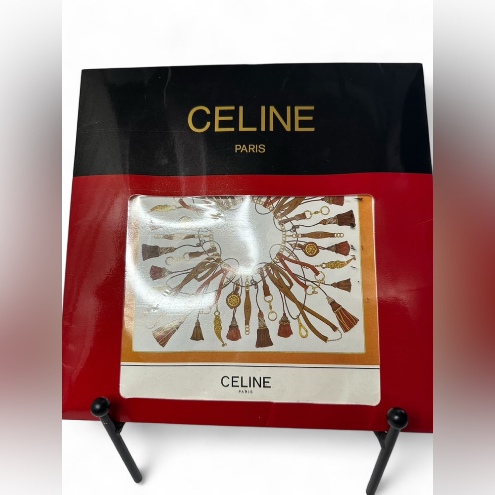Authentic Celine Large Scarf Chain Tassel Pattern 34x34" Vintage.